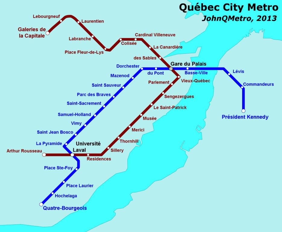 Quebec City χάρτης του μετρό