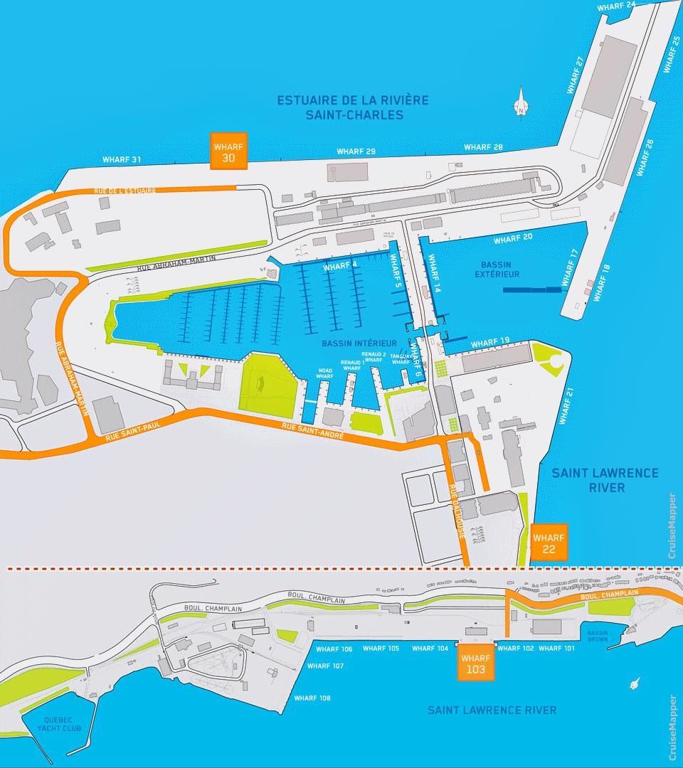 Χάρτης της Πόλης Quebec city cruise port