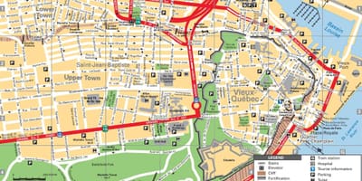 Quebec City τουριστικά αξιοθέατα χάρτης
